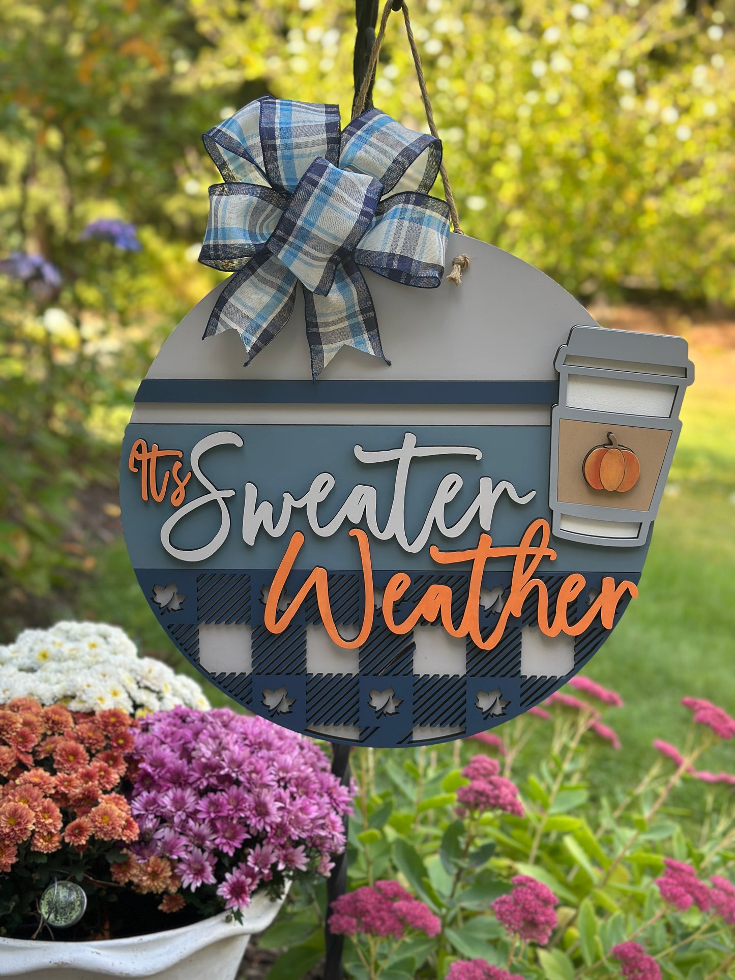 It's Sweater Weather Welcome Sign- 3D layered 18” Diameter