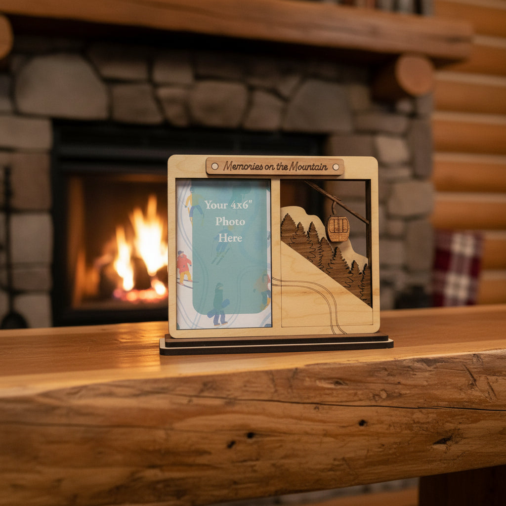 Handcrafted Wooden Vacation Picture Frame (4x6) | Camping, Lake & Mountain Memories