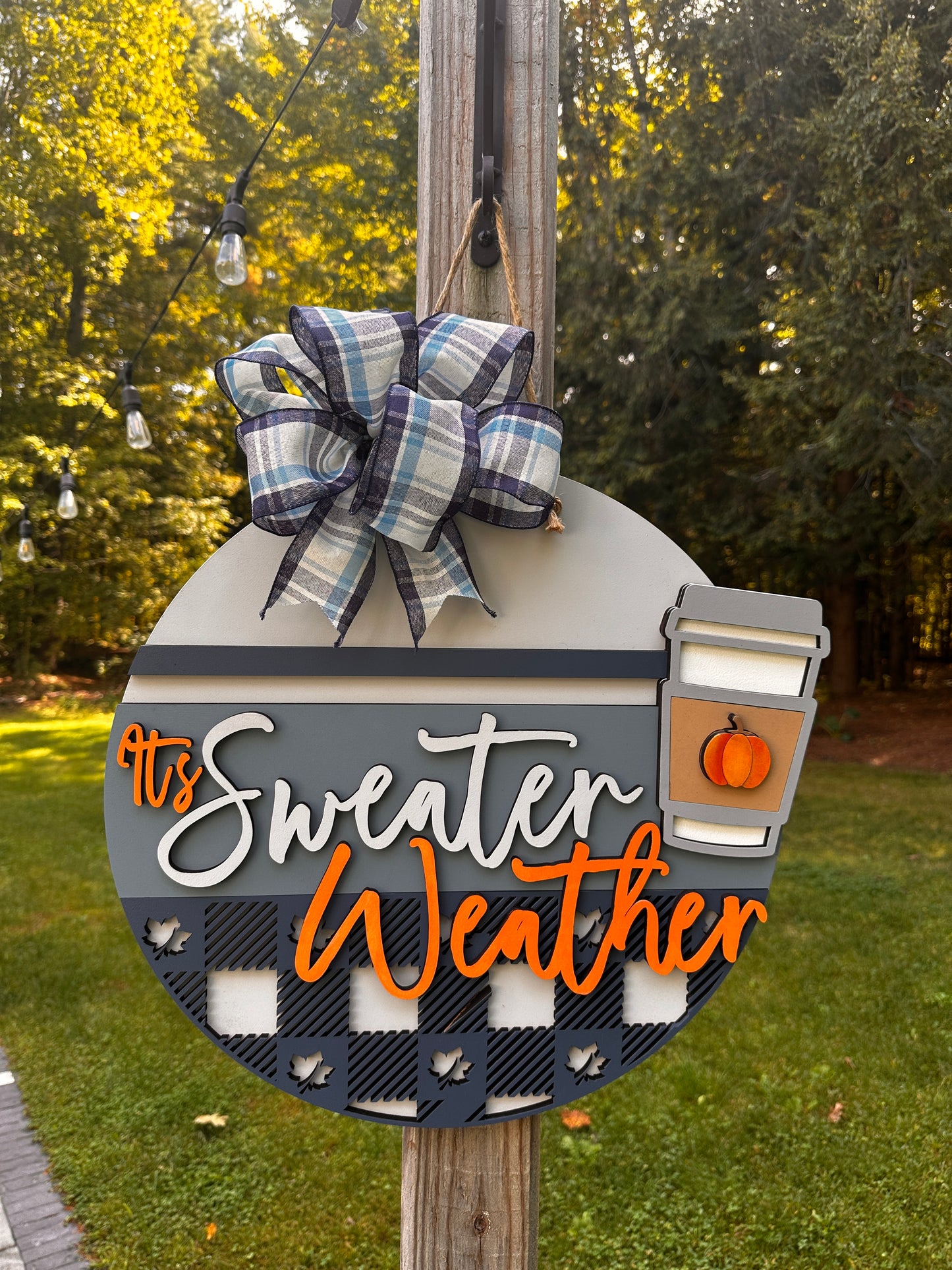 It's Sweater Weather Welcome Sign- 3D layered 18” Diameter