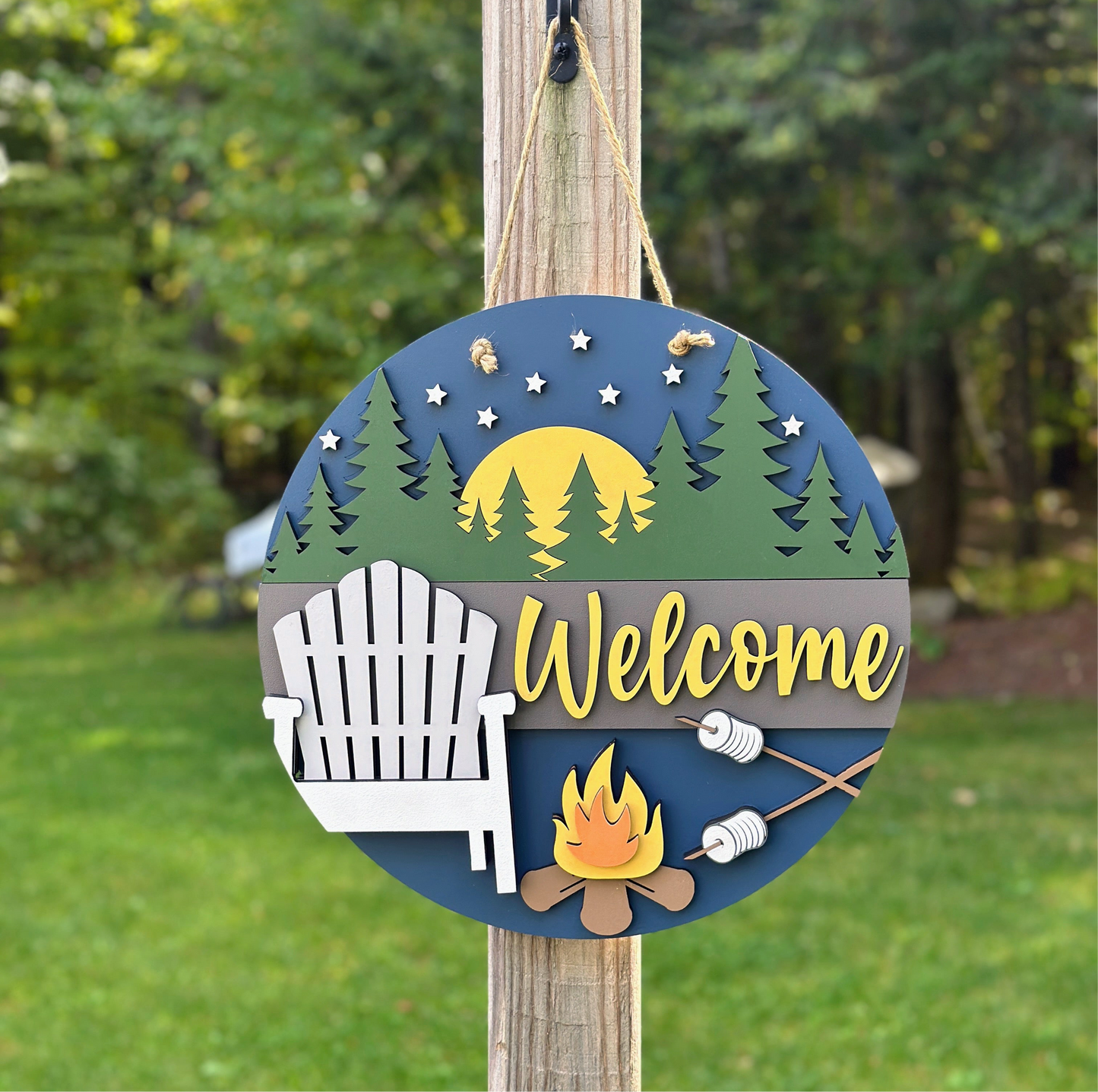 Welcome Sign- Campfire S’mores 3D Layered 16” in diameter