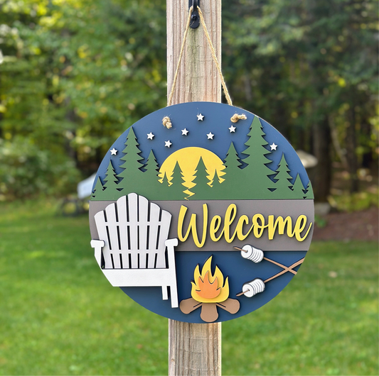 Welcome Sign- Campfire S’mores 3D Layered 16” in diameter