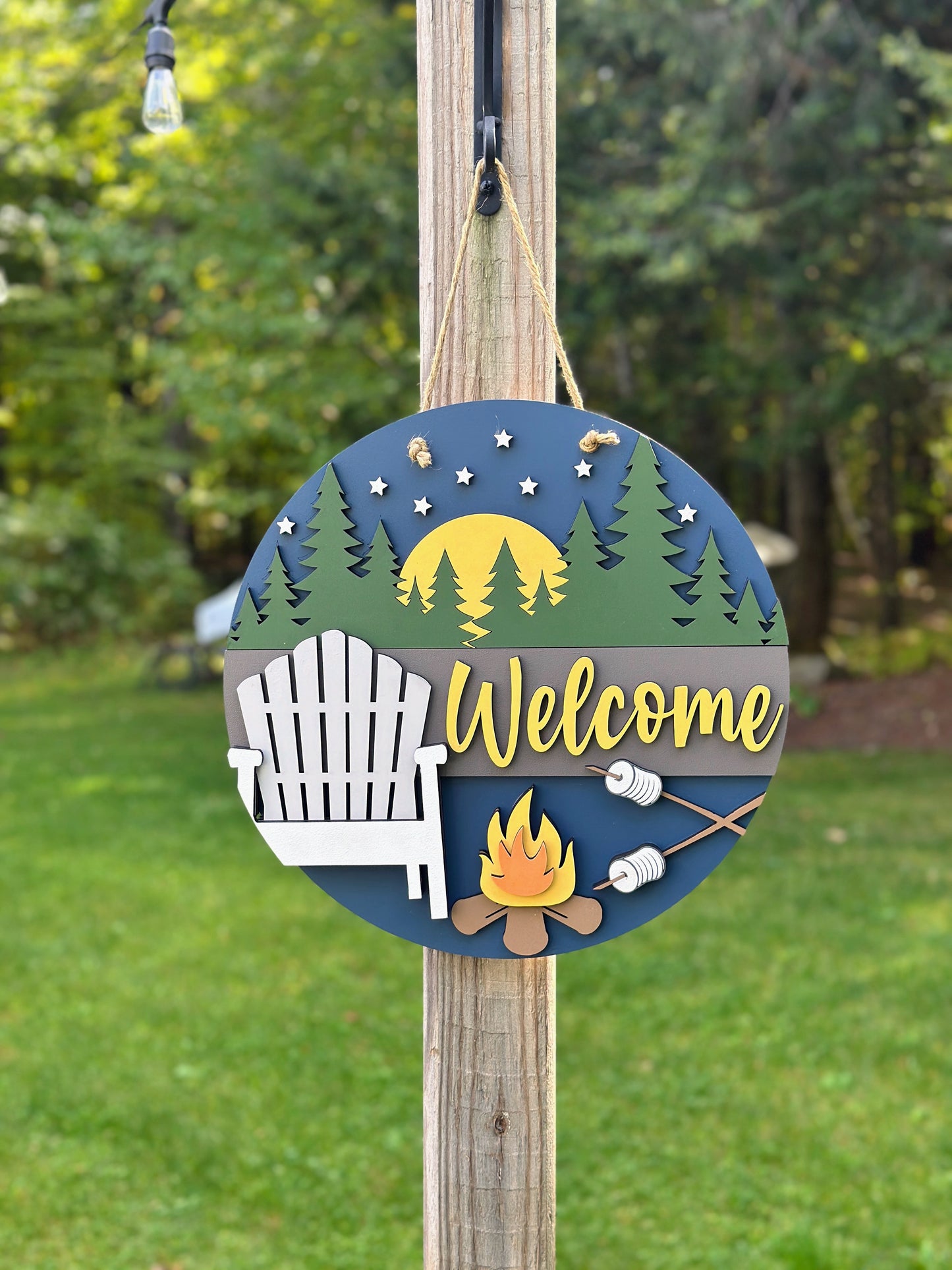 Welcome Sign- Campfire S’mores 3D Layered 16” in diameter